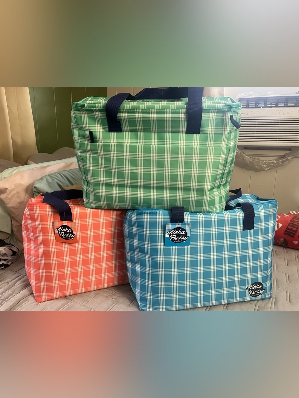 Hawaii Foodland exclusive , Aloha Friday Palaka (Plaid) Cooler Tote Collection - Picture 2 of 3